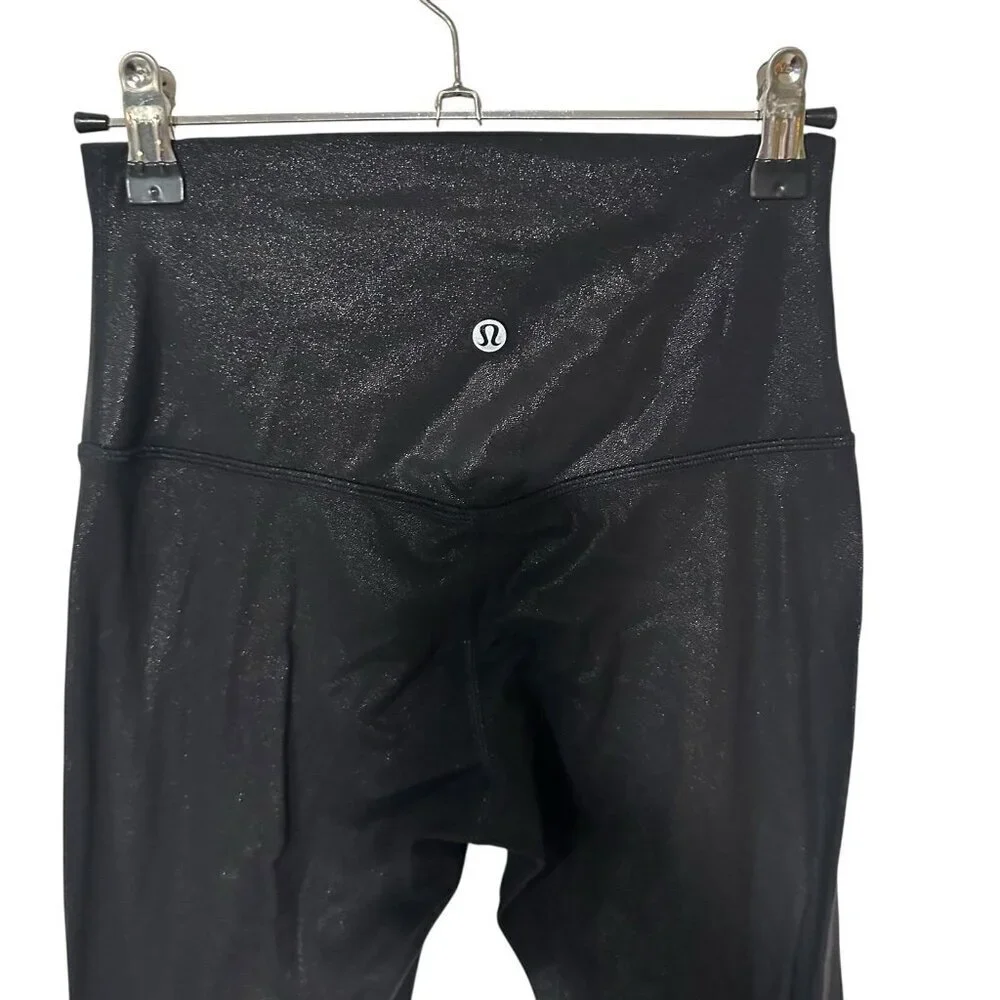 Lululemon Align High-Rise Pant ShineRadiate Foil Print Black Shimmer Leggings 4